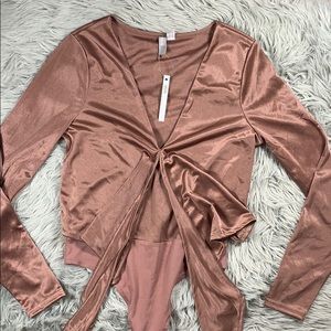 ASOS Rose Gold V Neck Body Suit